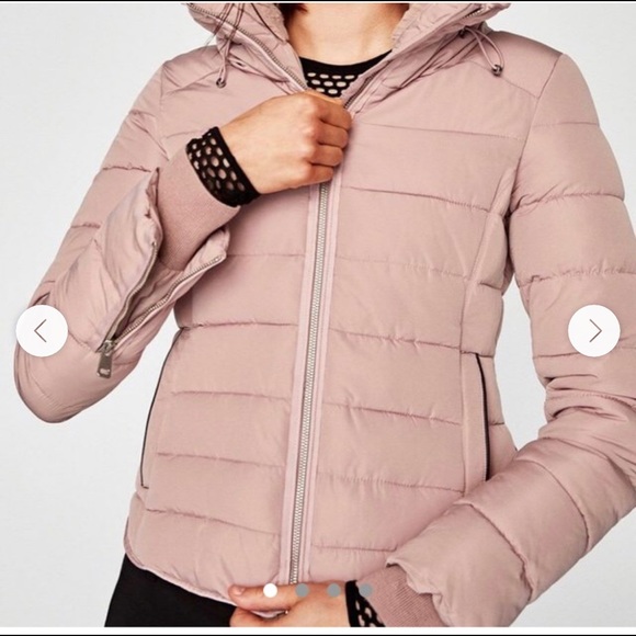 Zara Basic Light Pink Quilted Jacket, slim on the waist with Hidden Hood - Picture 7 of 7